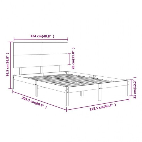 Sengeramme 120 x 200 cm i massivt fyrretræ - hvid