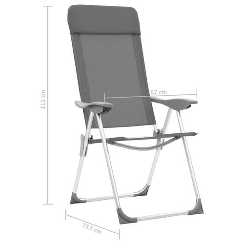 Foldbare campingstole 4 stk. aluminium grå