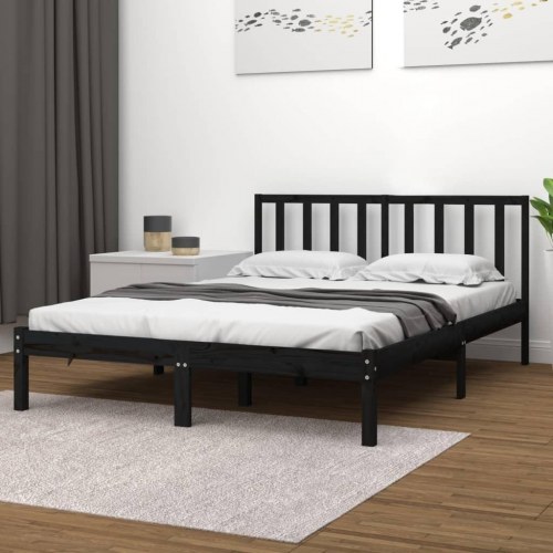 Sengestel 120x190 cm Small Double massivt fyrretræ sort