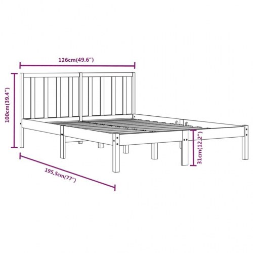 Sengestel 120x190 cm Small Double massivt fyrretræ sort