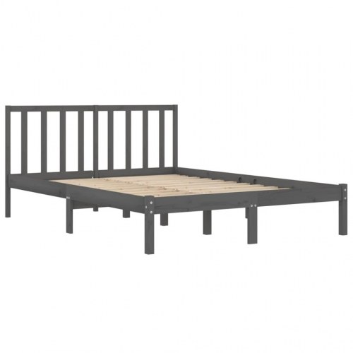 Sengestel 135x190 cm Double massivt fyrretræ grå