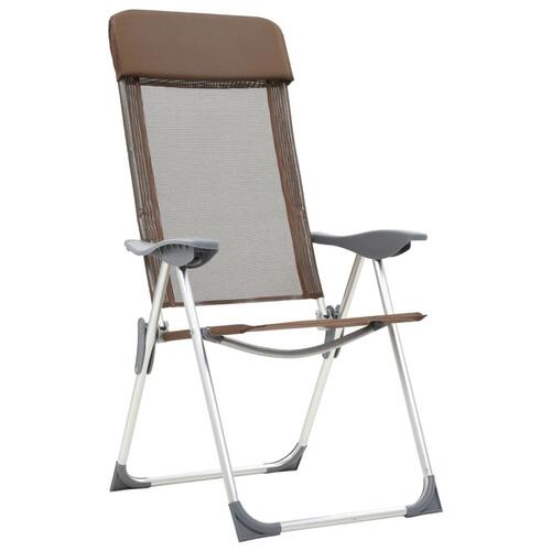 Foldbare campingstole 2 stk. aluminium brun