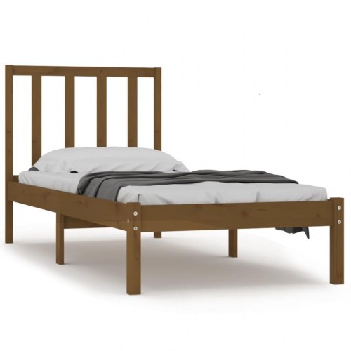 Sengeramme 100x200 cm massivt fyrretræ gyldenbrun