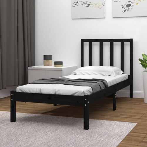 Sengeramme 100x200 cm massivt fyrretræ sort