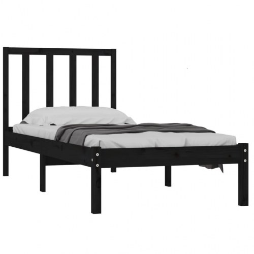 Sengeramme 100x200 cm massivt fyrretræ sort