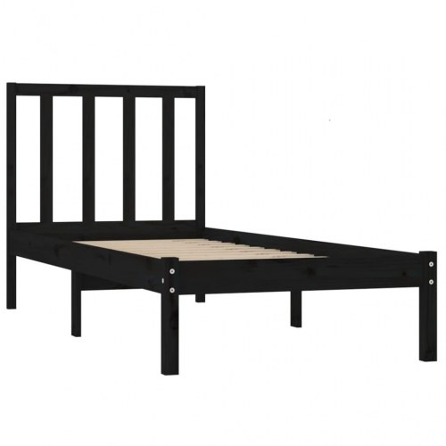 Sengeramme 100x200 cm massivt fyrretræ sort