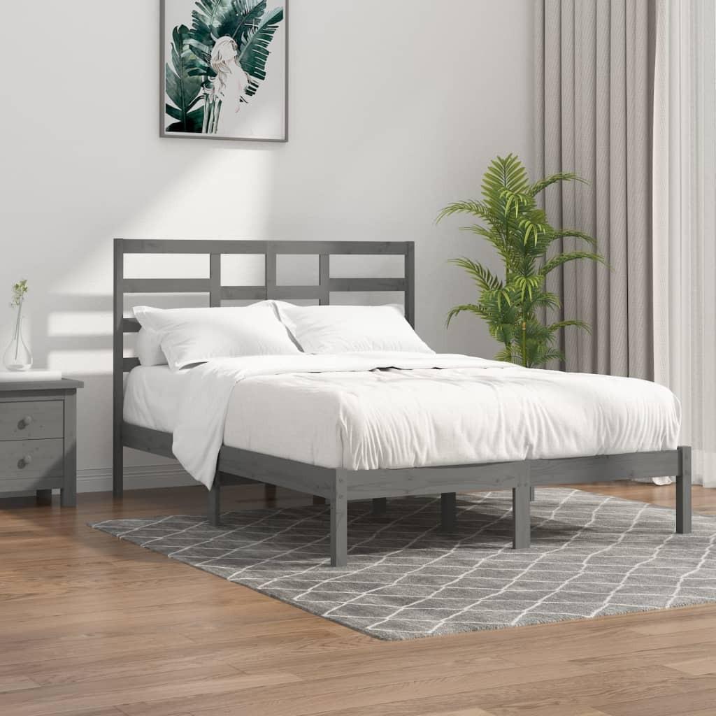 Sengeramme 150x200 cm King Size massivt fyrretræ grå
