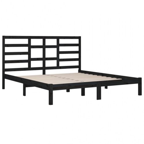 Sengeramme 200 x 200 cm i massivt fyrretræ - sort