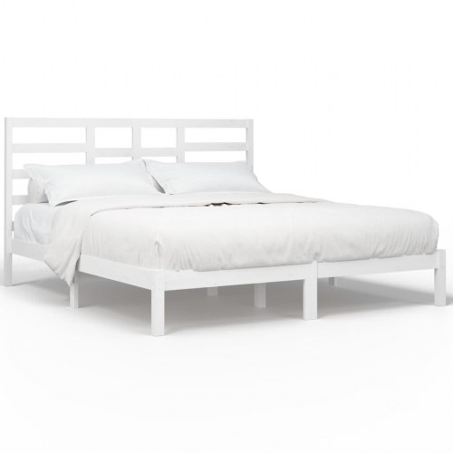 Sengestel 180x200 cm Super King massivt fyrretræ hvid