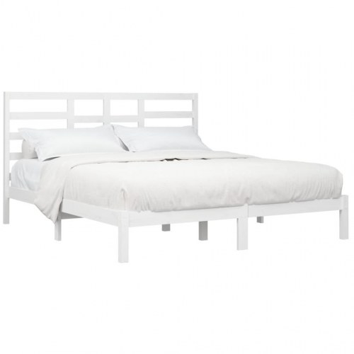 Sengestel 180x200 cm Super King massivt fyrretræ hvid