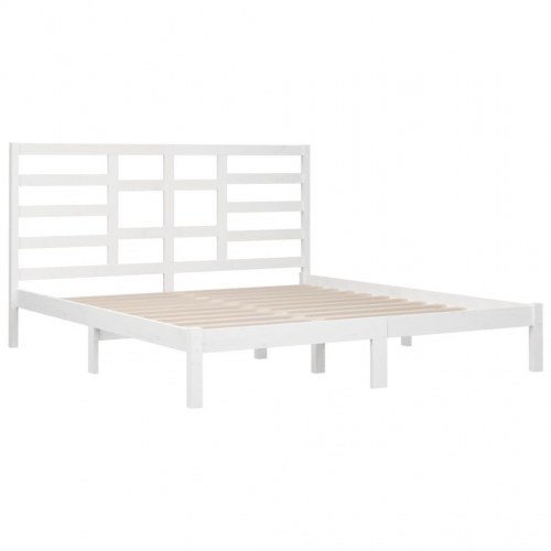 Sengestel 180x200 cm Super King massivt fyrretræ hvid