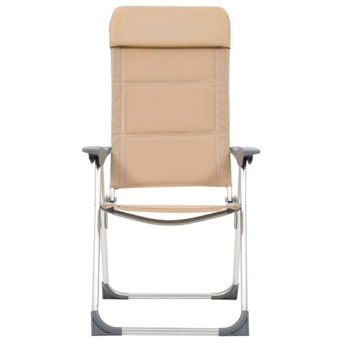 Campingstole 2 stk. aluminium 58 x 69 x 111 cm cremefarvet