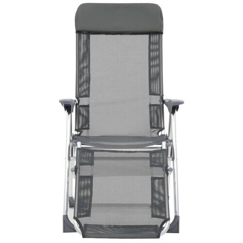 Sammenfoldelige campingstole med fodstøtte 2 stk. aluminium grå