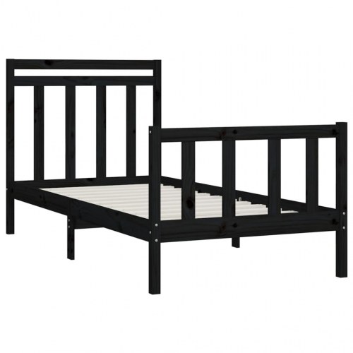 Sengeramme 100x200 cm massivt fyrretræ sort