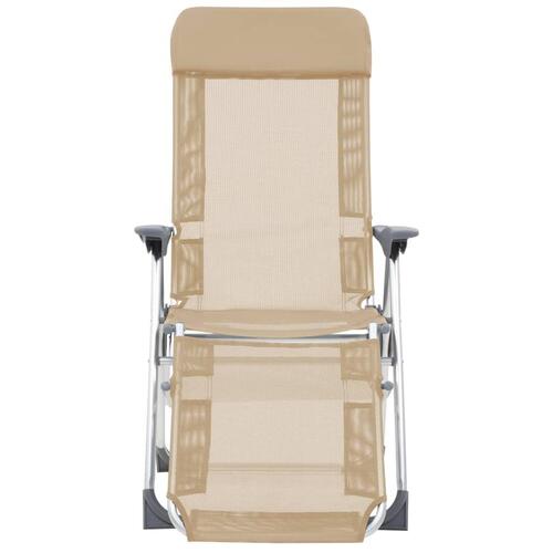 Foldbare campingstole med fodstøtte 2 stk. aluminium cremefarve