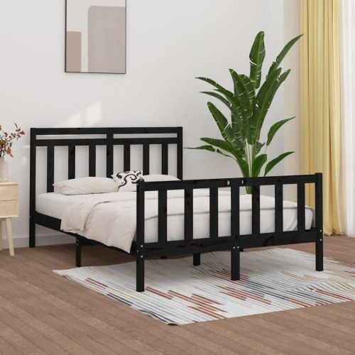 Sengeramme 150x200 cm King Size massivt fyrretræ sort