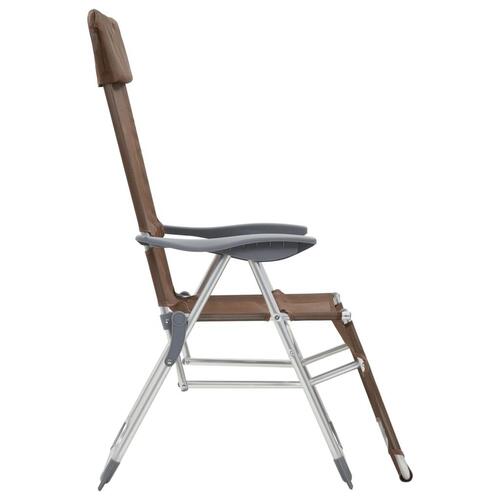 Foldbare campingstole med fodstøtte 2 stk. aluminium gråbrun