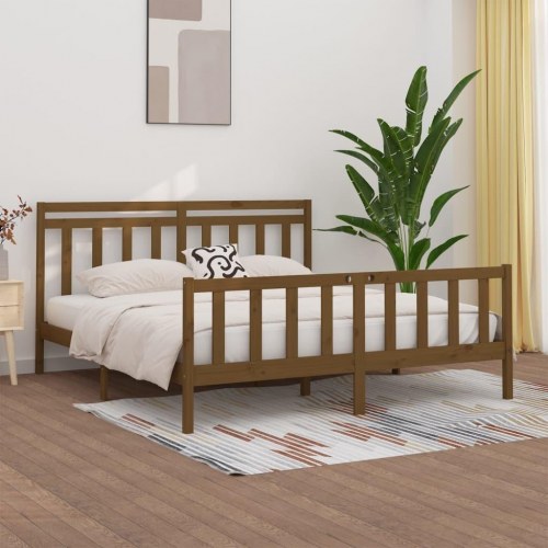Sengeramme 180x200 cm Super King massivt træ gyldenbrun