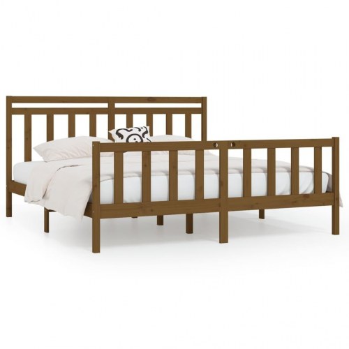 Sengeramme 180x200 cm Super King massivt træ gyldenbrun