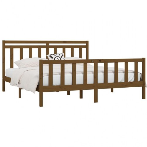 Sengeramme 180x200 cm Super King massivt træ gyldenbrun
