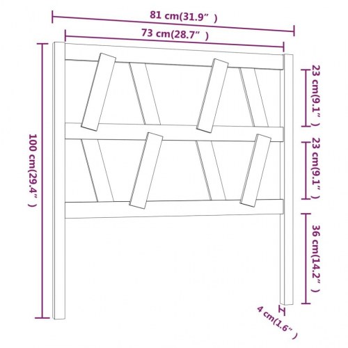 Sengegavl 81 × 4 × 100 cm i massivt fyrretræ - grå