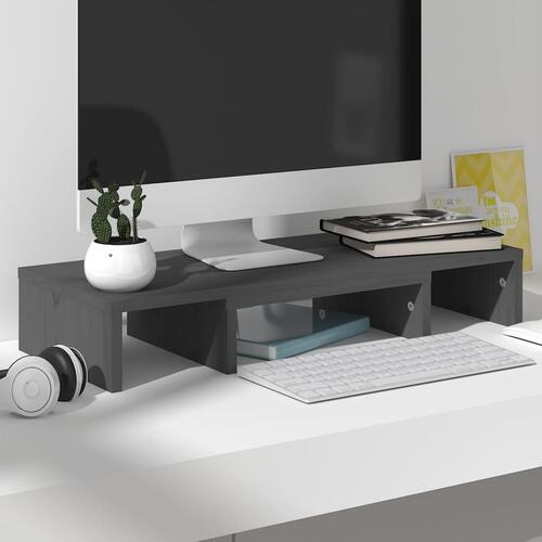 Skærmholder 60x24x10,5 cm massivt fyrretræ grå