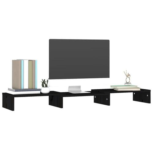 Skærmholder 80x24x10,5 cm massivt fyrretræ sort