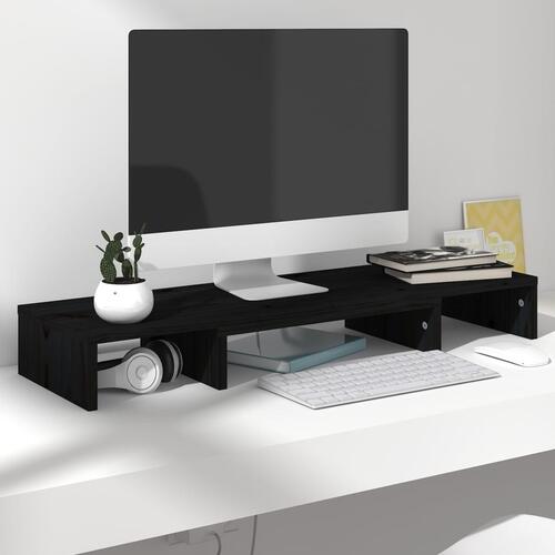Skærmholder 80x24x10,5 cm massivt fyrretræ sort