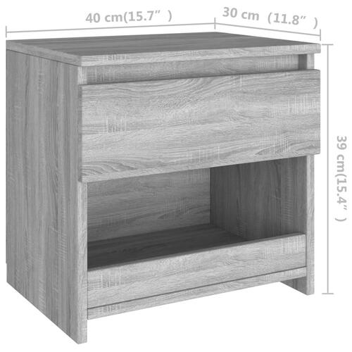 Sengebord 40x30x39 cm konstrueret træ grå sonoma-eg