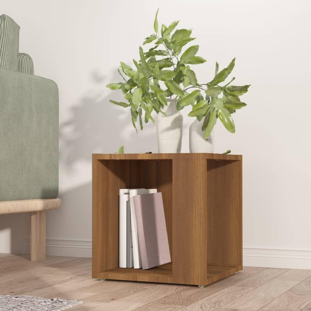 Sidebord 33x33x34,5 cm konstrueret træ brun egetræ