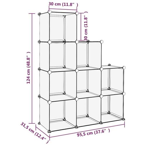 Kubeformede opbevaringskasser 9 stk. PP transparent