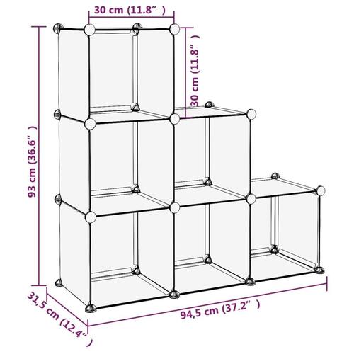 Kubeformede opbevaringskasser 6 stk. PP transparent