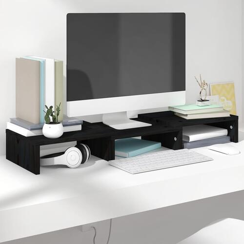 Skærmholder 60x24x10,5 cm massivt fyrretræ sort