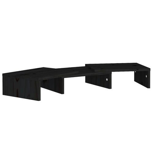Skærmholder 60x24x10,5 cm massivt fyrretræ sort