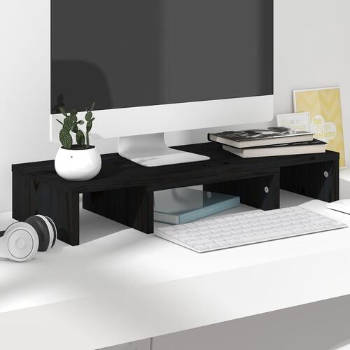 Skærmholder 60x24x10,5 cm massivt fyrretræ sort