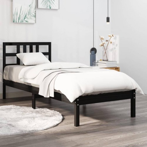 Sengeramme 75x190 cm Small Single massivt træ sort