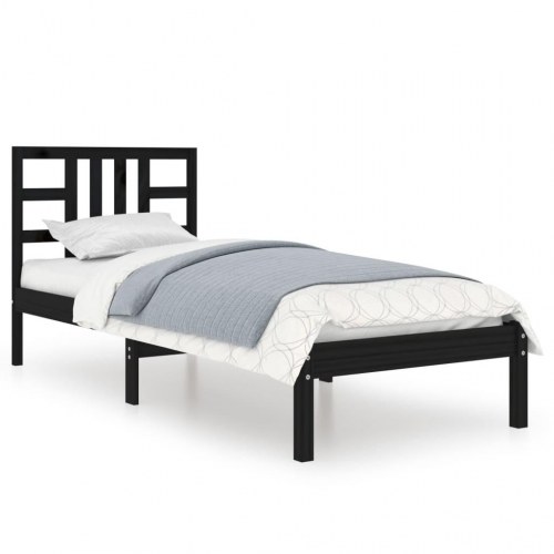 Sengeramme 75x190 cm Small Single massivt træ sort