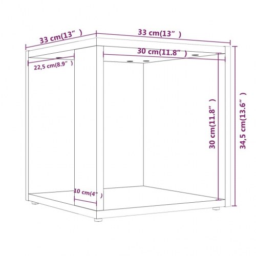 Sidebord i konstrueret træ 33×33×34,5 cm - røget egetræsfarve