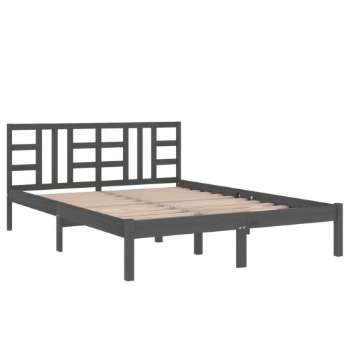 Sengeramme 135x190 cm Double massivt fyrretræ grå