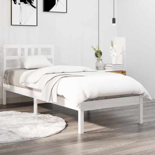 Sengeramme 100x200 cm i massivt fyrretræ - hvid