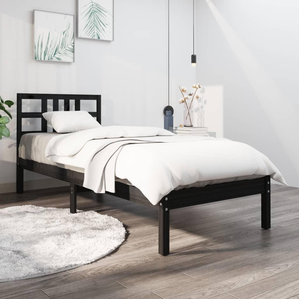 Sengeramme 100x200 cm massivt træ sort
