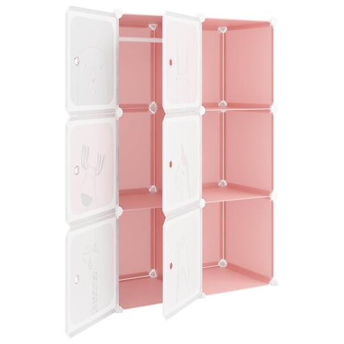 Opbevaringsreol til børn 6 kubeformede kasser PP lyserød