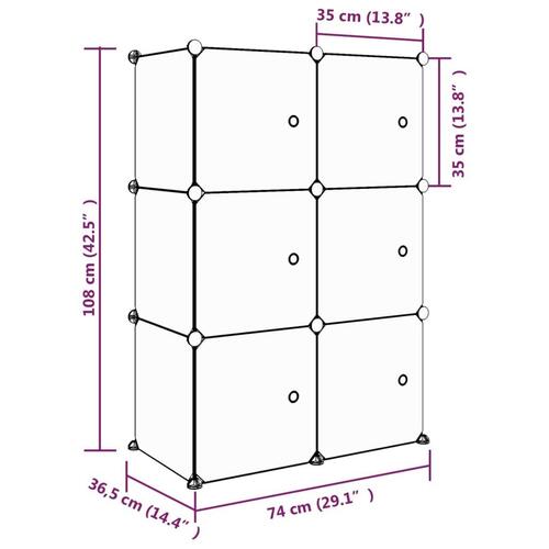 Opbevaringsreol til børn 6 kubeformede kasser PP lyserød