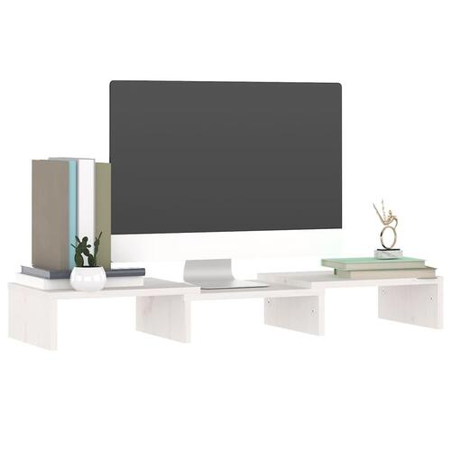 Skærmstander 60x24x10,5 cm massivt fyrretræ hvid