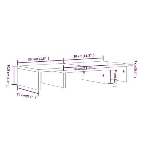 Skærmstander 60x24x10,5 cm massivt fyrretræ hvid