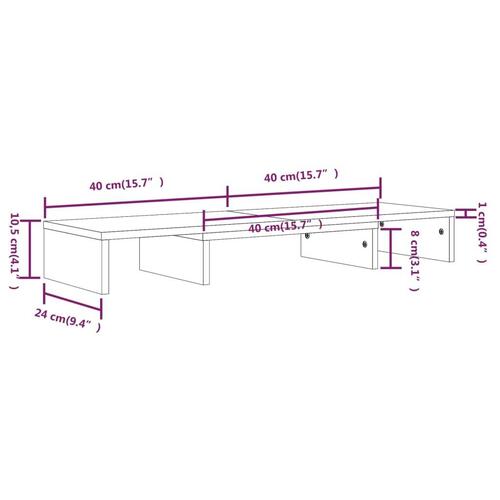 Skærmholder 80x24x10,5 cm massivt fyrretræ