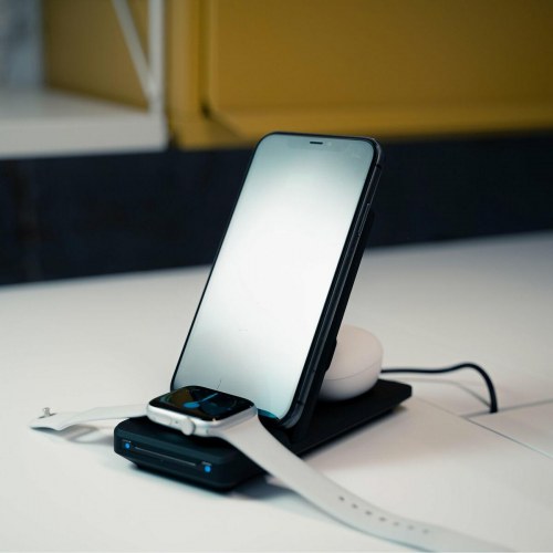 KSIX trådløs oplader 15 W - Apple‑compatible, Qi, sort