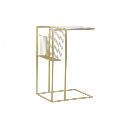 Tidsskriftholder i gyldent metal med spejl - 48 × 35 × 71 cm
