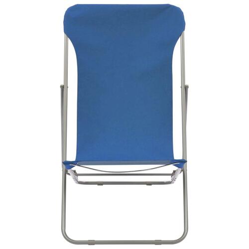 Foldbare strandstole 2 stk. stål og oxfordstof blå