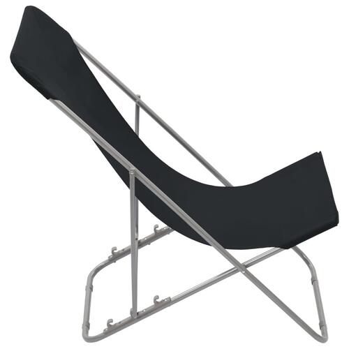 Foldbare strandstole 2 stk. stål og oxfordstof sort